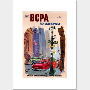 Vintage Travel Poster Fly BCPA to America Posters and Art